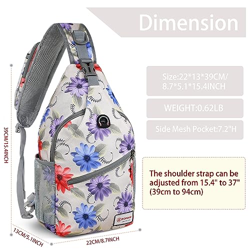 ZOMAKE Sling Bag,Small Crossbody Sling Backpack Shoulder Daypack for Travel - color: Chrysanthemum, size: 8L