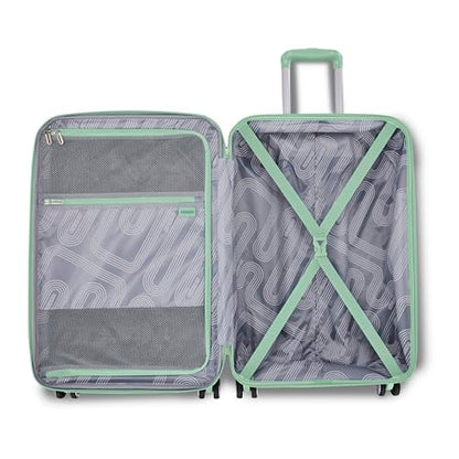 American Tourister Stratum 3.0 Medium 24-Inch Spinner, Airline Approved, Durable Hardside Luggage, Expands 1.5", RightHeight™ Adjustable Handle, Surrel Green - color: Surreal Green, size: Medium - Checked
