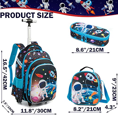 Meetbelify Boys Rolling Backpack Kids Backpacks with Wheels for Elementary Student School Bags Trolley Trip Luggage - color: A Dark Blue