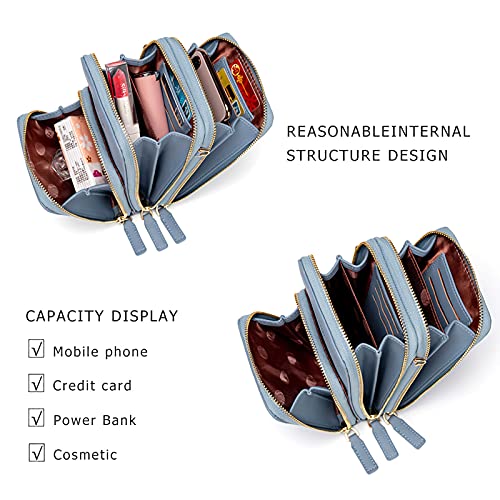 myfriday Small Cell Phone Crossbody Bag, Multi-pocket & 6 Card Slots - color: A-light Blue