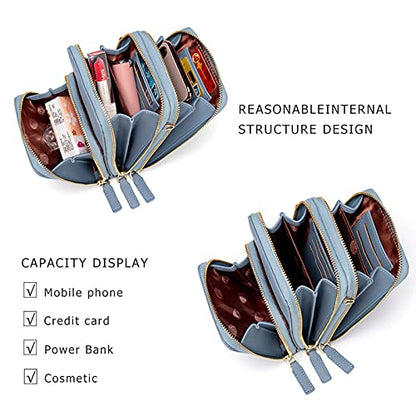 myfriday Small Cell Phone Crossbody Bag, Multi-pocket & 6 Card Slots - color: A-light Blue