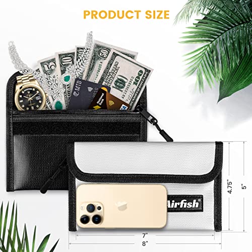 Fireproof Money Bag, 5 x 8 inches Fireproof Wallet, Waterproof Cash Bag with Zipper, Small Fireproof Cash Bag for Valuables - color: Black, size: 6 Pack