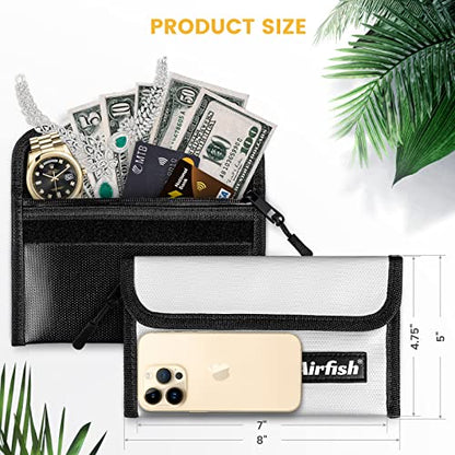 Fireproof Money Bag, 5 x 8 inches Fireproof Wallet, Waterproof Cash Bag with Zipper, Small Fireproof Cash Bag for Valuables - color: Black, size: 6 Pack