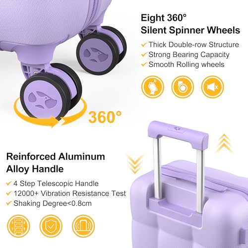 MGB 24 inch Luggage with Spinner Wheels TSA Travel Suitcase, Purple - color: Purple, size: Checked 24 Inch