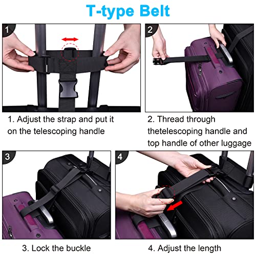 Wisdompro 2 Pack Add a Bag Luggage Strap, Luggage Connector Straps - Black - color: Black