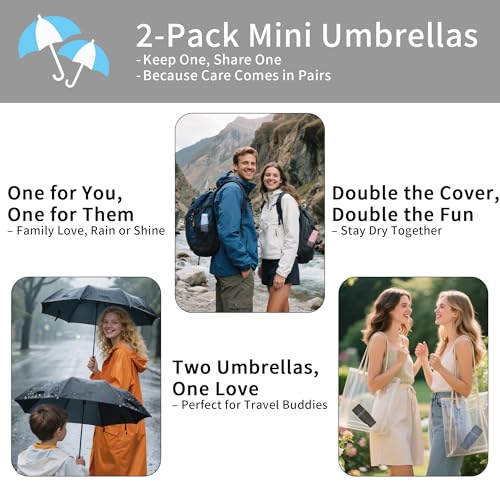 Compact Mini Windproof Travel Umbrella-UPF 50+ Sun & Rain Protection, Small Folding Design Fits in Pocket or Purse, Lightweight Portable with Case for Women, Men & Kids - color: Black 2