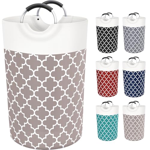 Large Laundry Basket, 115L Tall Collapsible Hamper with Handles, Khaki - color: Khaki, size: 115l