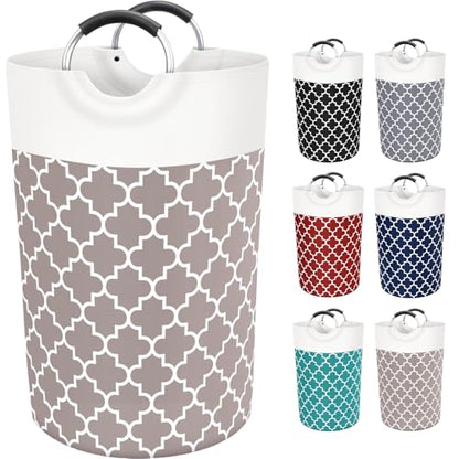Large Laundry Basket, 115L Tall Collapsible Hamper with Handles, Khaki - color: Khaki, size: 115l