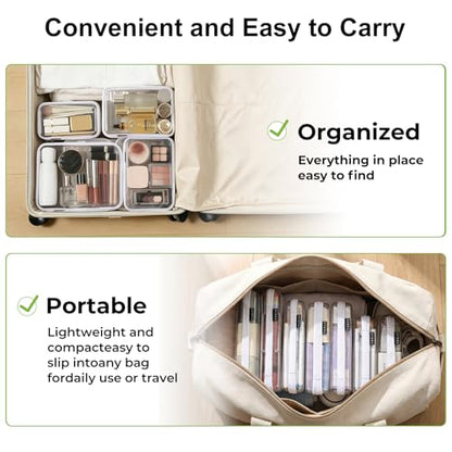 UFORU 6 PCS Clear Hard Shell Zipper Case, Diaper Bag Organizer Pouches | 6L, Large Capacity, Water-Resistant & Dust-Proof Protection, Smooth Dual Zippers, Space-Saving Organization, Clear Visibility - size: 6L