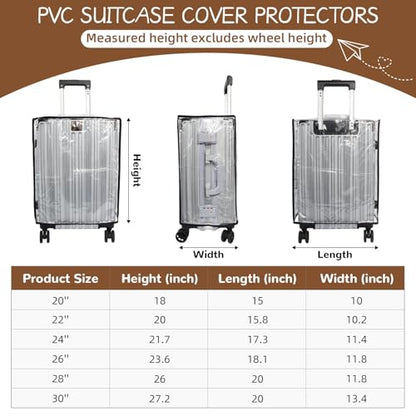 PVC Suitcase Cover Protector,20/22/24/26/28/30 Inch Suitcase Baggage Covers,Transparent Luggage Cover for Wheeled Suitcases (30‘’) - size: 30‘’