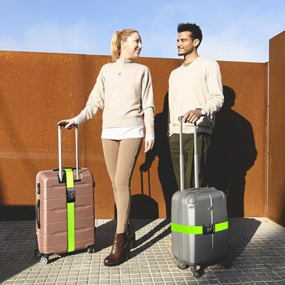 Travel Inspira 2 Pack Luggage Straps for Suitcases with TSA Lock - color: Apple Green