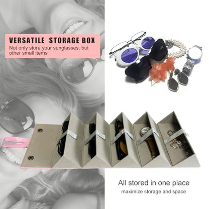 Longjet Sunglasses Organizer Travel Glasses Case Eyeglasses Storage Box - color: Pink