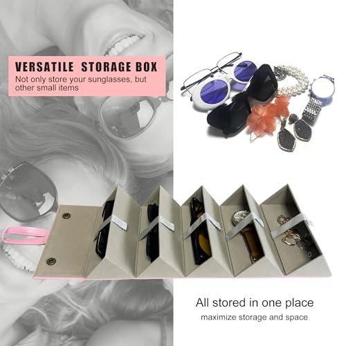 Longjet Sunglasses Organizer Travel Glasses Case Eyeglasses Storage Box - color: Pink