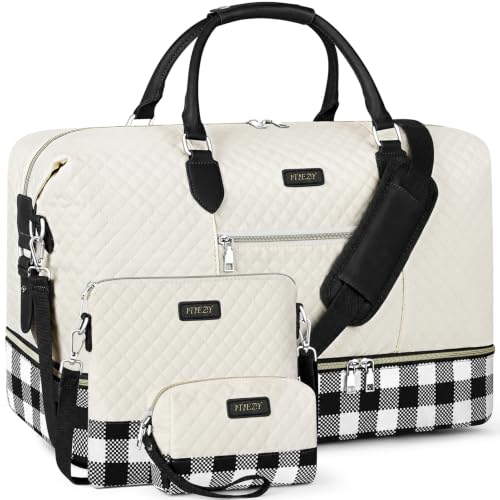 ITIEZY Weekender Bag for Women 21.5" Travel Duffel Large Carry On Bag 3PCS - color: 8d-Black, size: Large