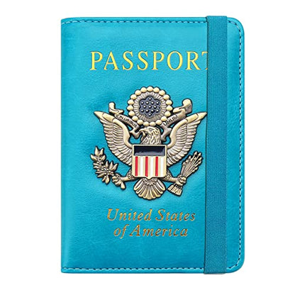 Premium Passport Holder for Travel RFID Blocking Passport Cover Slim - color: Sky Blue