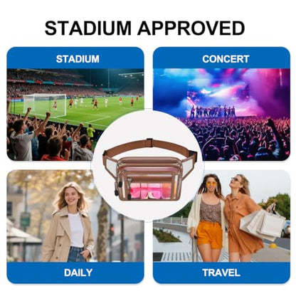 USPECLARE Clear Fanny Pack Stadium Approved Large Multi-Purpose Waist Bag - color: Coffee-Brown, style: 1-pack-pvc