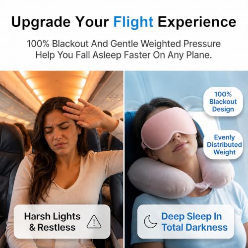 Facemoon Blackout Weighted Eye Masks for Sleep, Airplane Travel Essentials - color: Pink