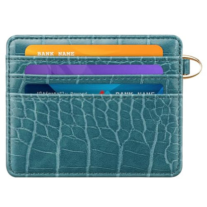 Slim Credit Card Holder Crocodile Wallet Women Thin Wallets - color: A Cadet Blue