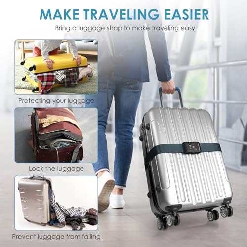 Travel Inspira Heavy Duty Luggage Straps with TSA Lock Navy Blue - color: Navy Blue