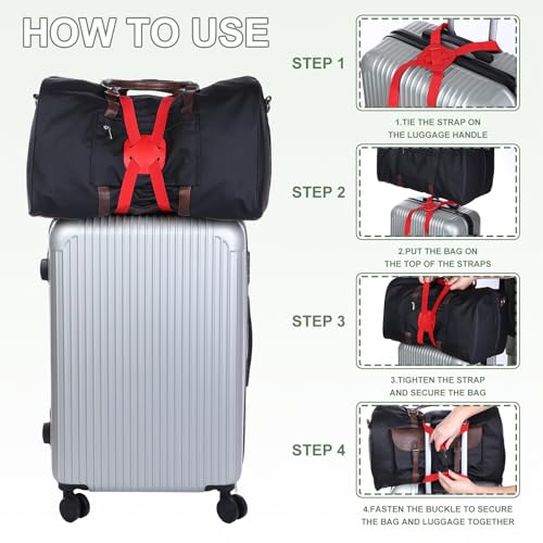 Adjustable Luggage Straps, Suitcase Elastic Strap Bag Bungee with Buckles Travel Accessories - Fitting for(Travel/Add A Bag/Securing Luggage), 27-66 Inch & Gray - color: Gray