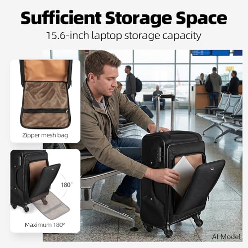 Carry on Luggage 28 Inch Softside Suitcases with Wheels, Airline Approved - size: Large
