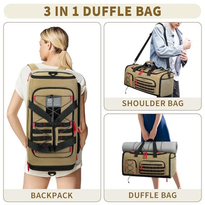 BOSSTIN Gym Bag for Men & Women, 45L-50L Expandable Sports Duffle Bag - color: Khaki