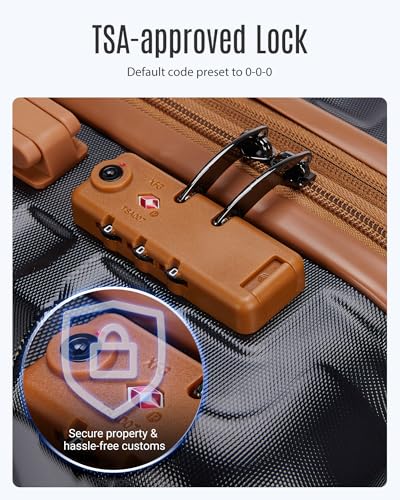 LIGHT FLIGHT Luggage Sets,Carry On Luggage 22x14x9,2-Piece,Black/Brown - color: 2pcs- Black/Brown