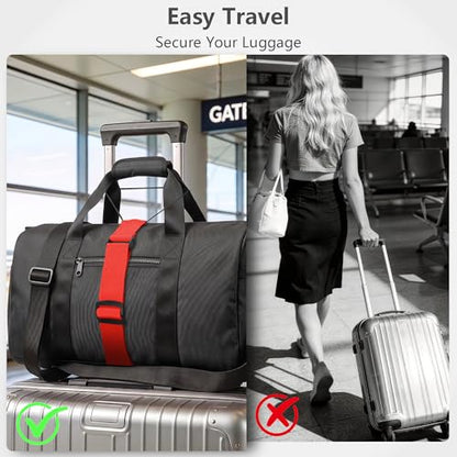 Mayski 4 Pack Adjustable Elastic Luggage Connector Straps for Suitcases - color: Red