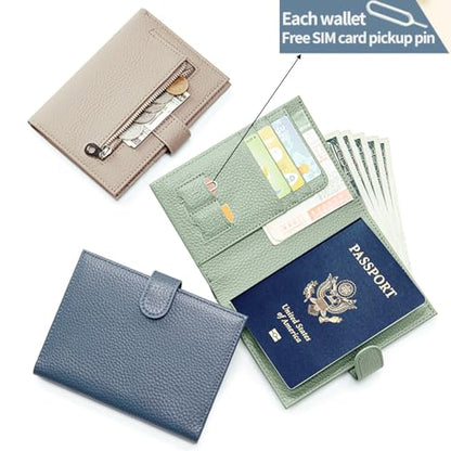 Slim Genuine Leather RFID Passport Holder, Travel Wallet With Cash Holder - color: Black