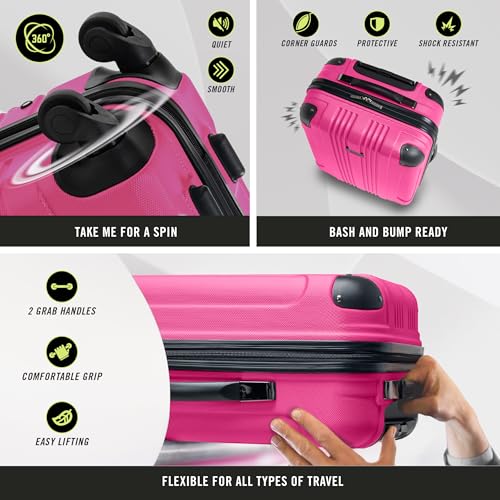 Kenneth Cole REACTION Out of Bounds Lightweight Hardshell 4-Wheel Spinner Luggage, Magenta, 2-Piece Set (20" & 28") - color: Magenta, size: 2-Piece Set (20" & 28")