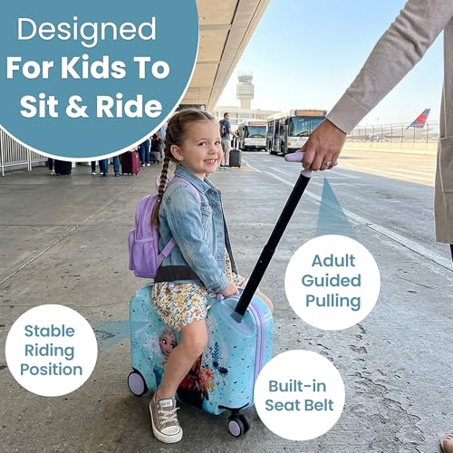 Bioworld Frozen Elsa and Anna Ride-On Luggage For Kids & Toddlers - color: Frozen Elsa and Anna