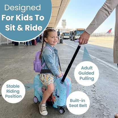 Bioworld Frozen Elsa and Anna Ride-On Luggage For Kids & Toddlers - color: Frozen Elsa and Anna