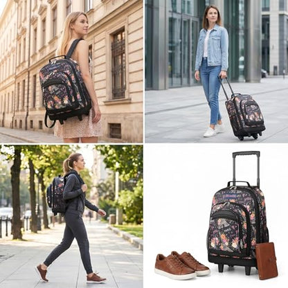 20" 2-in-1,Wheeled Travel Luggage Bag w/Telescopic Handle - color: JH-2561-Floral-20
