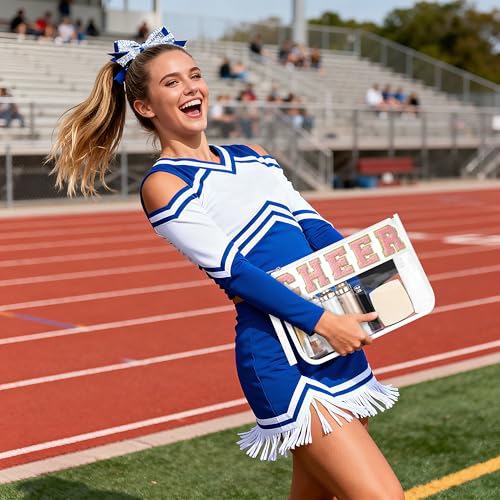 BuyCard Cheer Gift Chenille Letter Bags Clear Cheerleading Makeup Bag White - color: White-Cheer