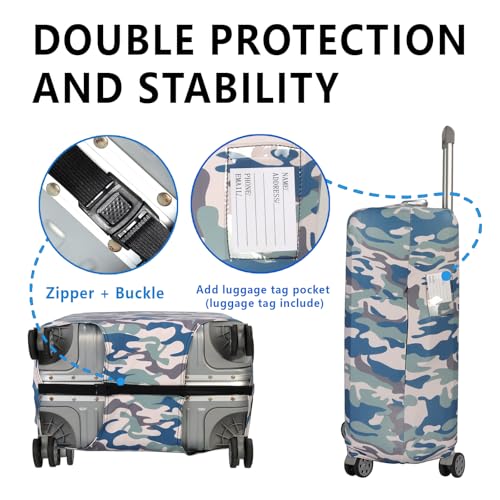 Travel Luggage Cover Protector Stretchable,Washable&Anti-Scratch,Fits 18-32 Inch case (Camouflage, M(22-25 inch)) - color: Camouflage, size: M(22-25 inch)