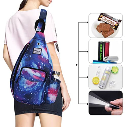 Backpack Sling for Women Anti-Water Crossbody Bag Inclined Adjustable Pack - color: Galaxy