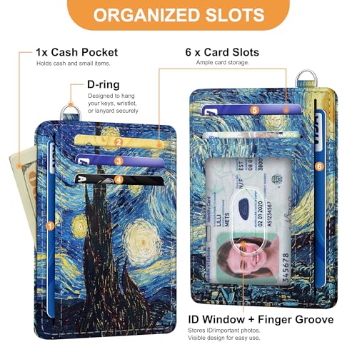 SEAVILIA Small Credit Card Holder for Women, Slim RFID Blocking Wallet - color: Starry Night