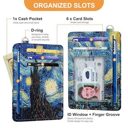 SEAVILIA Small Credit Card Holder for Women, Slim RFID Blocking Wallet - color: Starry Night