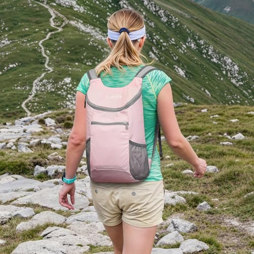 G4Free 10L Lightweight Packable Hiking Backpack, Nylon Daypack Daily Travel - color: Light Pink, size: Small