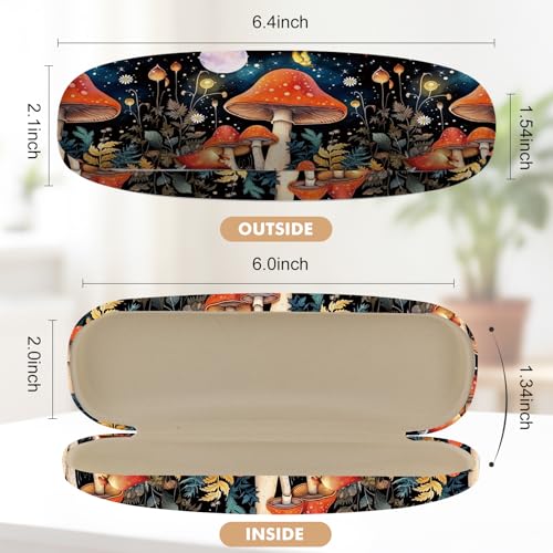 Glasses Case Hard Shell,Portable Protective Eyeglasses Case, Eyeglass Holder Box with Cleaning Cloth,for Women Men - color: Mushroom 1