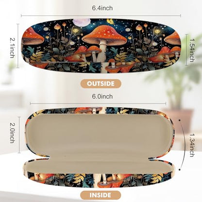 Glasses Case Hard Shell,Portable Protective Eyeglasses Case, Eyeglass Holder Box with Cleaning Cloth,for Women Men - color: Mushroom 1