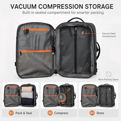 Vacuum Seal Travel Backpack with Pump, 60L Expandable Carry On Backpack with Vacuum System, Large Capacity for Check-in, Men Women Airline Business Overnight (DL-Grey) - color: Dl-grey
