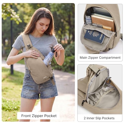 G4Free Sling Bag for Men, RFID Blocking Crossbody Bag for Daily - color: khaki