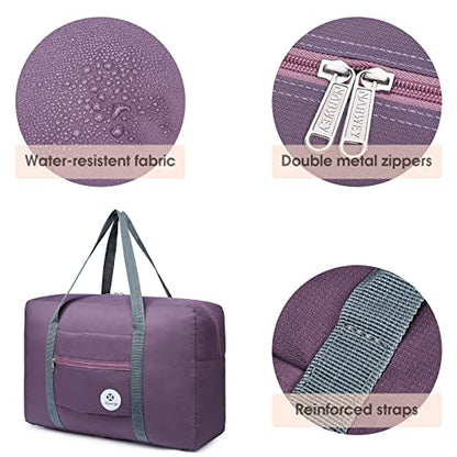 Narway Personal Item Travel Bag, Foldable Carry on Duffle Bag for Women Men - color: AB-Purple