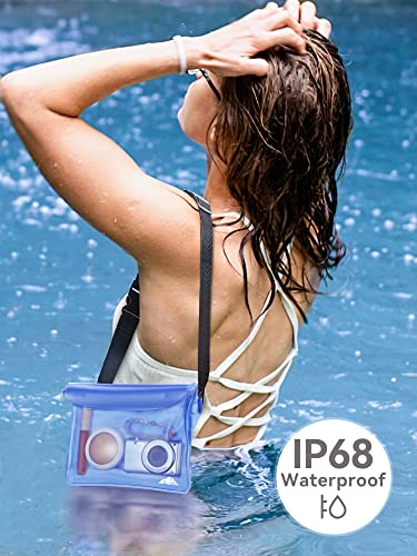 HEETA 2-Pack Waterproof Fanny Pack Pouch Dry Bag for Phone Passport Purse - color: White & Blue