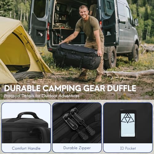 Haimont Heavy Duty Convertible Travel Duffel Backpack, Black, 90L - color: Black, size: 90L