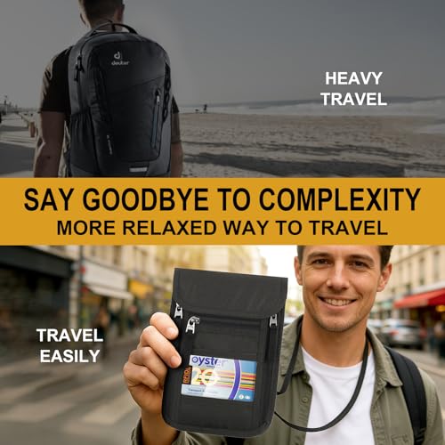 Neck Wallet for Travel-Passport Holder-Money Pouch-RFID Blocking - color: Black