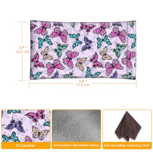 FINTIE Soft Eyeglasses Case with Cleaning Cloth, Squeeze Top Glasses Pouch - color: Butterfly