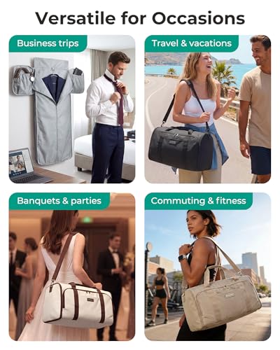 BAGSMART 2-in-1 Garment Duffle Bag with with Shoes Bag, Brown - color: Brown