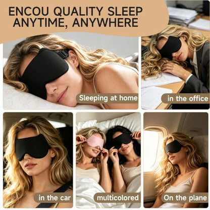 3D Blackout Sleep Mask, Memory Foam Eye Cover for Travel - color: Black